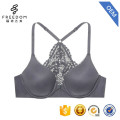 Elegante nuevo diseño sexy con cuello en V copa abierta racerback support back design sujetador de mujer en fotos